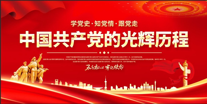 中国共产党的光辉历程宣传党建文化墙展板展馆展厅文化墙psd模版下载