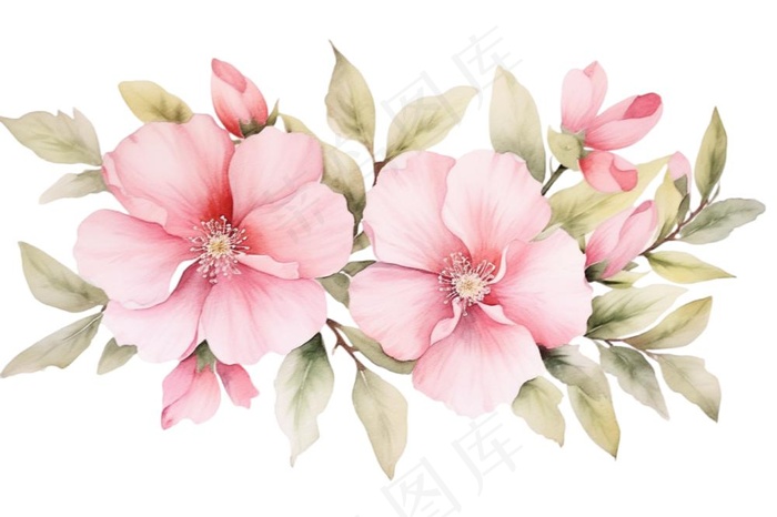 桃花粉色花朵插画免抠(1344x896)