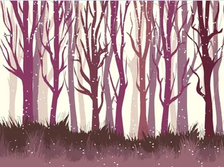 设计冬天林木卡通背景