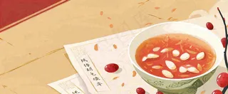 冬季美食中国风插画手绘