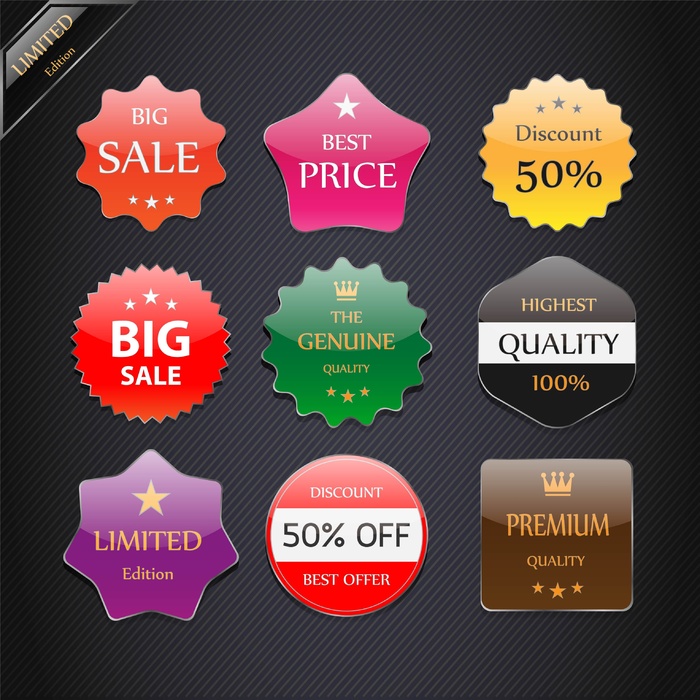 免抠彩色水晶标签