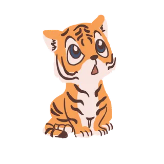 卡通小老虎PNG免抠插画素材可爱动物老虎插画贴图PNG免抠设计素材