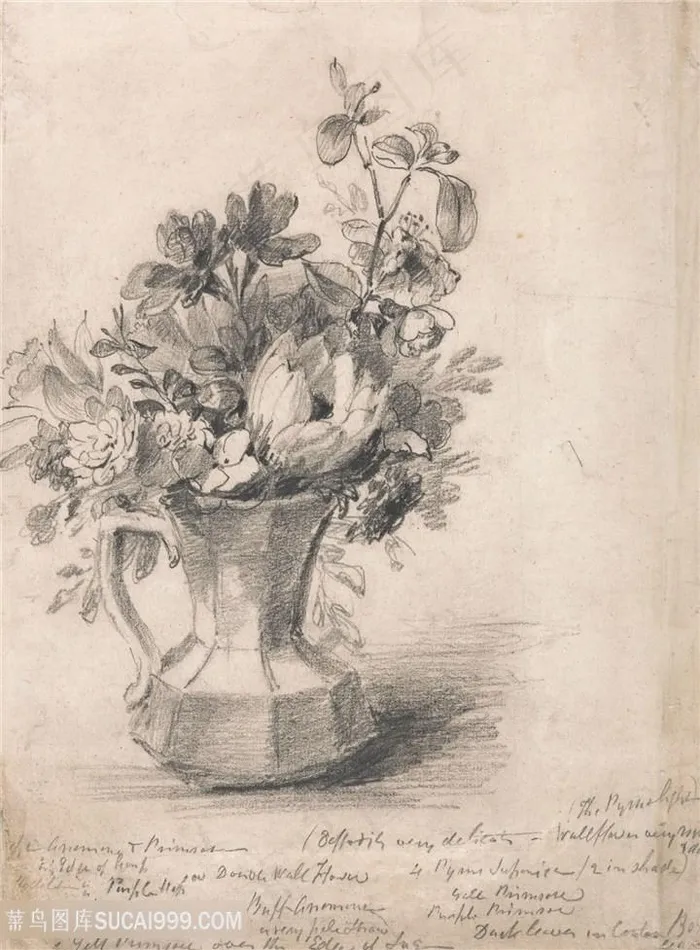 康斯坦布尔手绘花卉花瓶装饰画