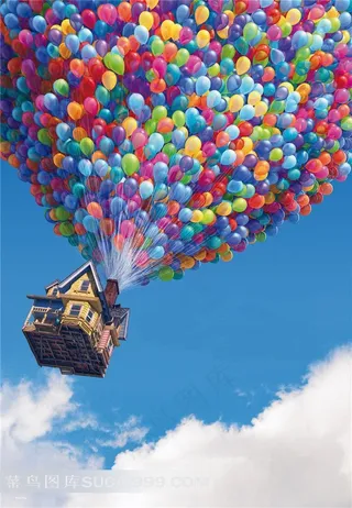 气球组成的飞屋环游记电影海报