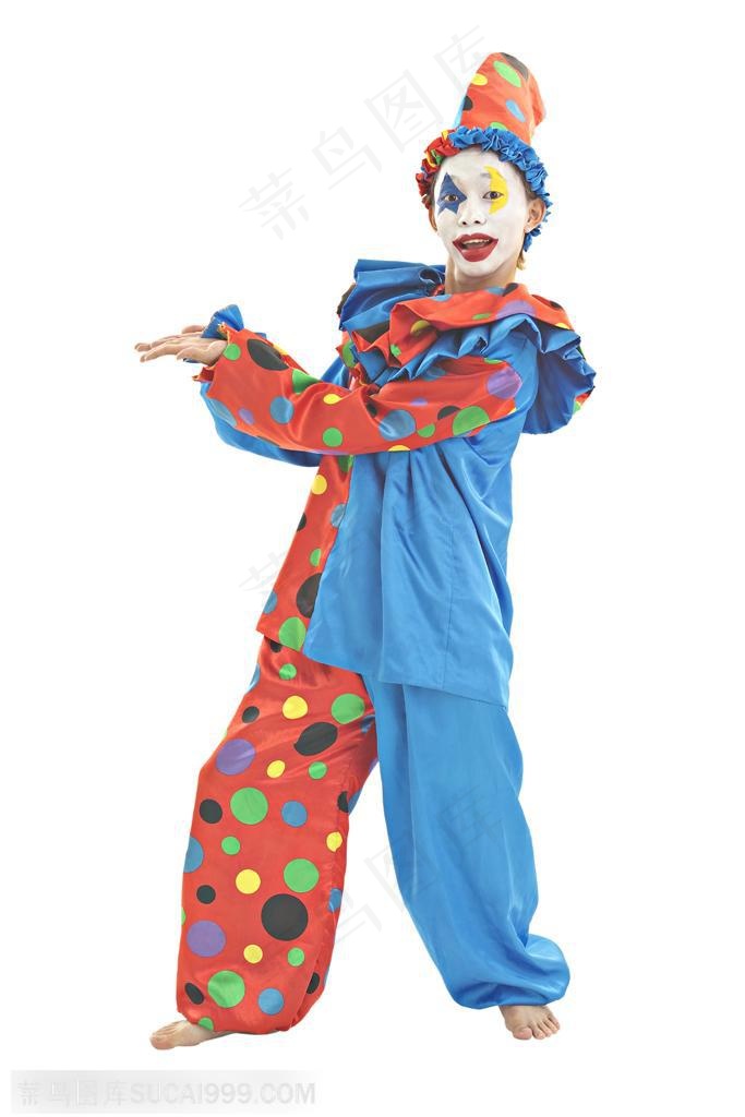 游乐园广告元素 夸张表情做滑稽动作的小丑表演