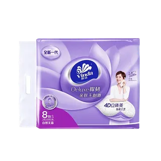 维达 棉韧亲肤无刺激压花抽纸卫生纸3层8包／袋 386002超市商品白底图免抠实物摄影png格式图片透明底