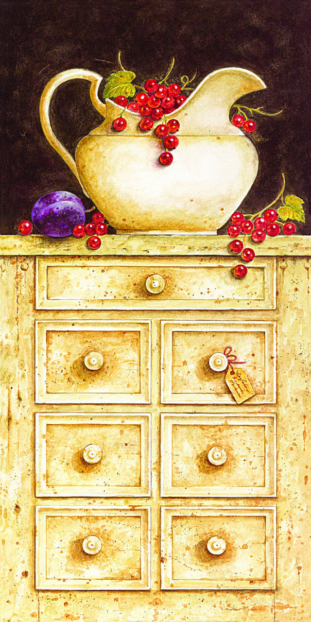 柜子樱桃茶壶高清油画