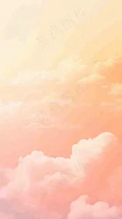 粉黄色渐变温暖云层白云可爱插画手绘