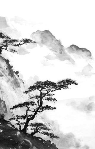 山水画素材中国风水墨画素材元素中国画