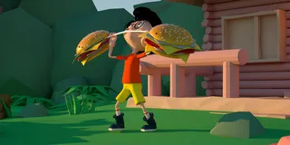 夏日健身运动减肥汉堡举重运动卡通ip形象