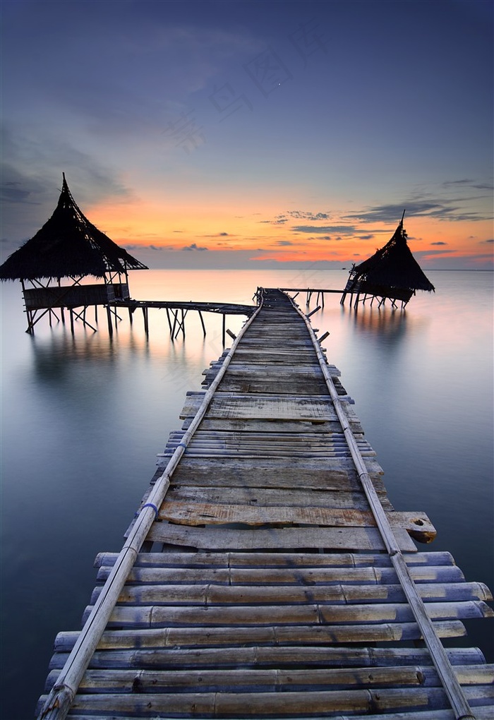 唯美码头景色风景图片