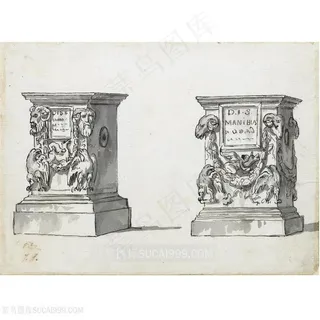 大卫手绘石雕柱子装饰画