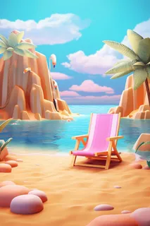 夏日清新海滩立体背景