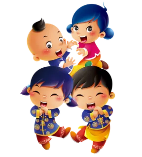 中国新年灯笼兔年免抠小孩子