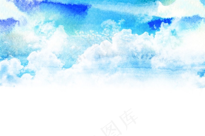 蓝色水彩抽象天空高清图片