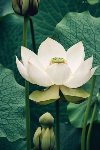 绿色莲花莲子简约背景