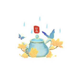 二十四节气谷雨创意场景插画