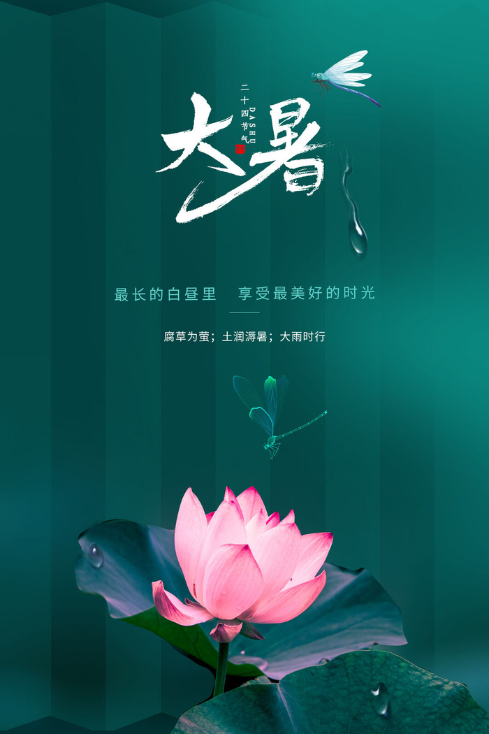 传统节气大暑海报psd模版下载