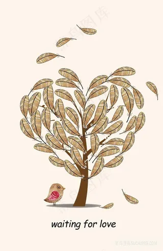 发财树水彩鸟艺术插画