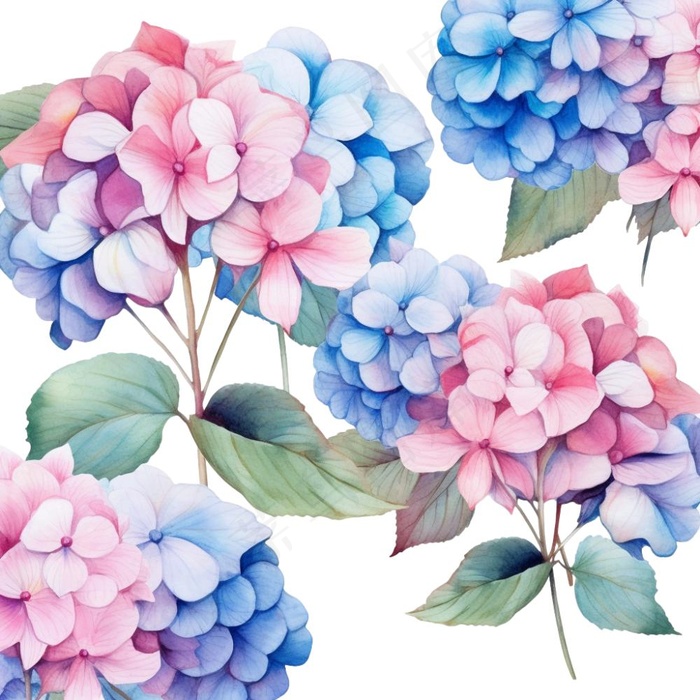 绣球花朵插画免抠(1024x1024)