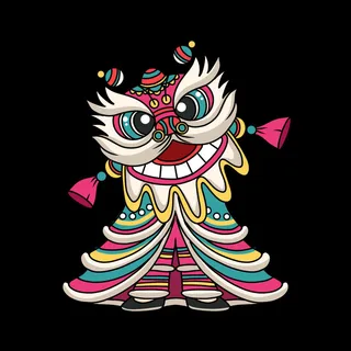 新年春节虎年元宵手绘人物舞狮卡通狮子头插画元素PSD设计素材 新年春节虎年元宵手绘人物舞狮卡通狮子头插画元素PSD设计素材