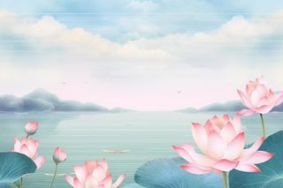 水墨山水风景国风荷花背景