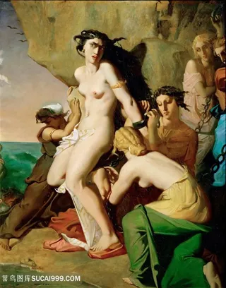 泰奥多尔·夏塞里奥- 仙女座被美人鱼绑在岩石上