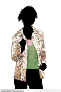 时尚用品-美女人物剪影花纹长袖