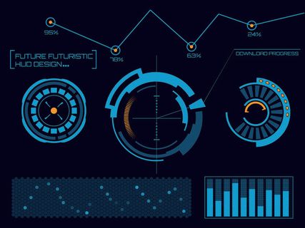 科幻未来科技操作仪表盘HUD元素图游戏UI图标界面边框矢量AI素材