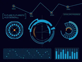 科幻未来科技操作仪表盘HUD元素图游戏UI图标界面边框矢量AI素材