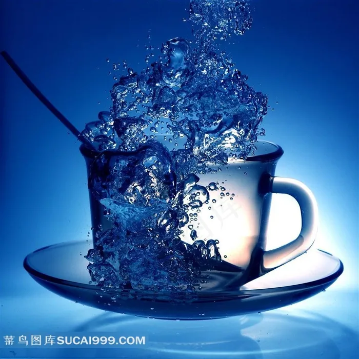 高清玻璃杯子勺子图片下载