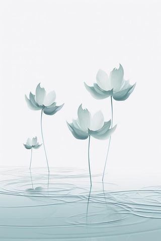 唯美荷花蓝色淡雅简约背景