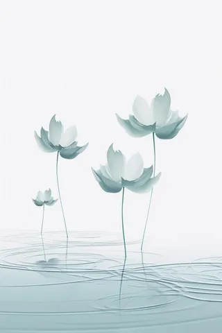 唯美荷花蓝色淡雅简约背景