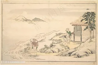 喜多川歌磨手绘风景画