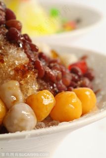 甜品店广告素材 水晶刨冰红豆刨冰冰品