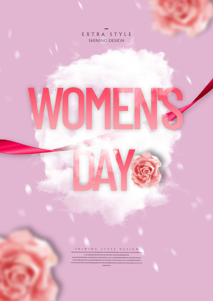 妇女节女神节玫瑰浅紫色海报psd模版下载