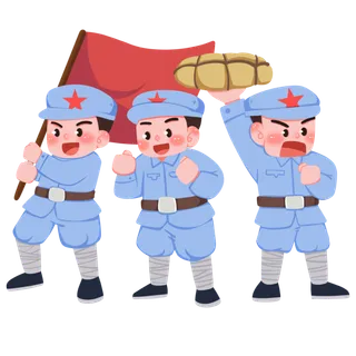 手绘八路军军人建党节建军节爱国插画 