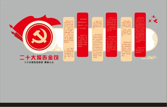 二十大报告金句文化墙cdr矢量模版下载