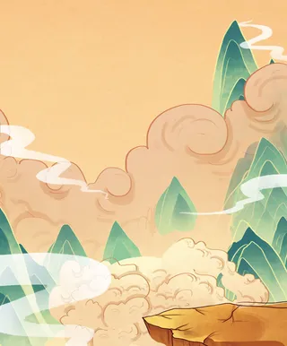 中国风国潮风山水祥云插画图案首页装修海报背景PSD设计模板素材