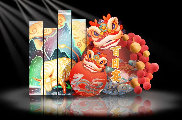 国潮风宝宝宴psd模版下载