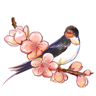 清明元素卡通春天清明节晚春绿色