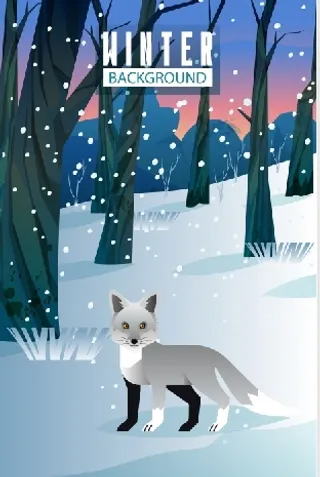 设计冬天林木卡通背景