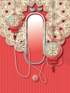 中式红色边框背景素材
