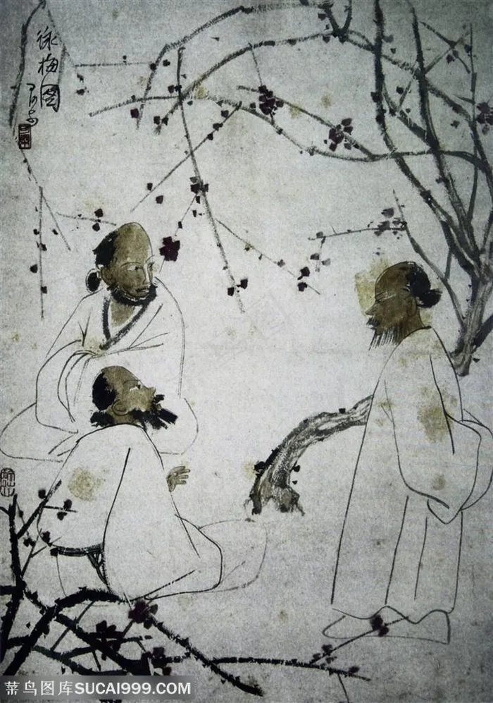 国画名家作品-李可染的咏梅图