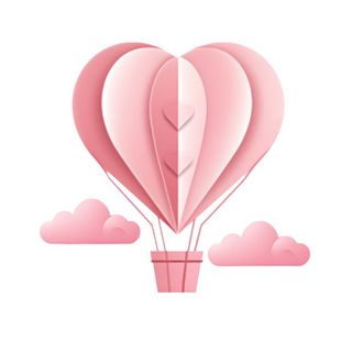 爱心热气球粉色免抠
