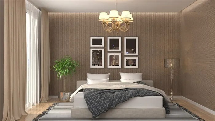 大气稳重低调奢华的卧室装修高清摄影图片