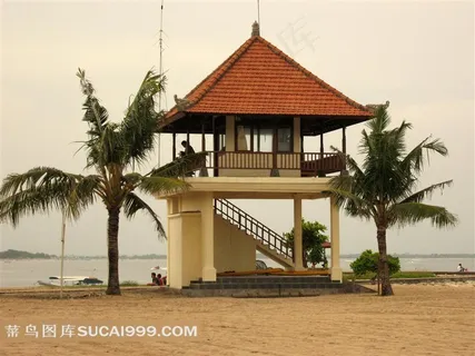 巴厘岛海滨的凉亭