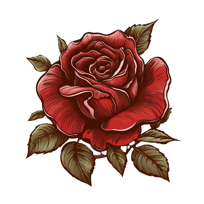 情人节520玫瑰花手绘插画免抠(1024x1024)
