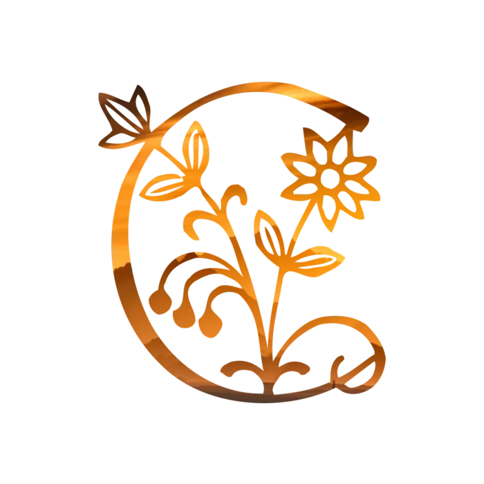 字母C金黄色插画海报