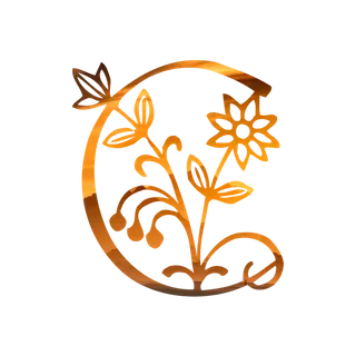 字母C金黄色插画海报